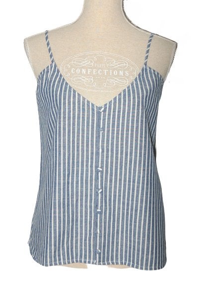 Costes Blue topje, hemdje, blauw/wit, Mt. M, Kleding | Dames, Tops, Maat 38/40 (M), Zo goed als nieuw, Costes, Zonder mouw