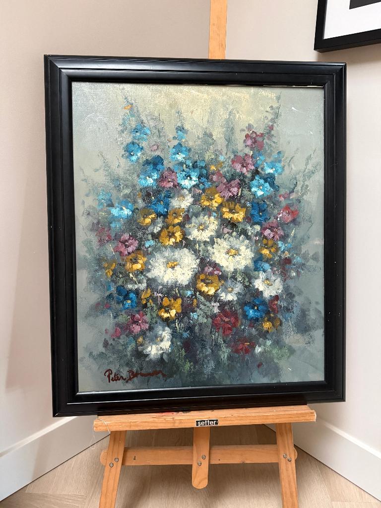 Peter Brouwer (1935-2010) - Kleurrijk Bloemstilleven, Antiek en Kunst, Kunst | Schilderijen | Klassiek, Ophalen of Verzenden