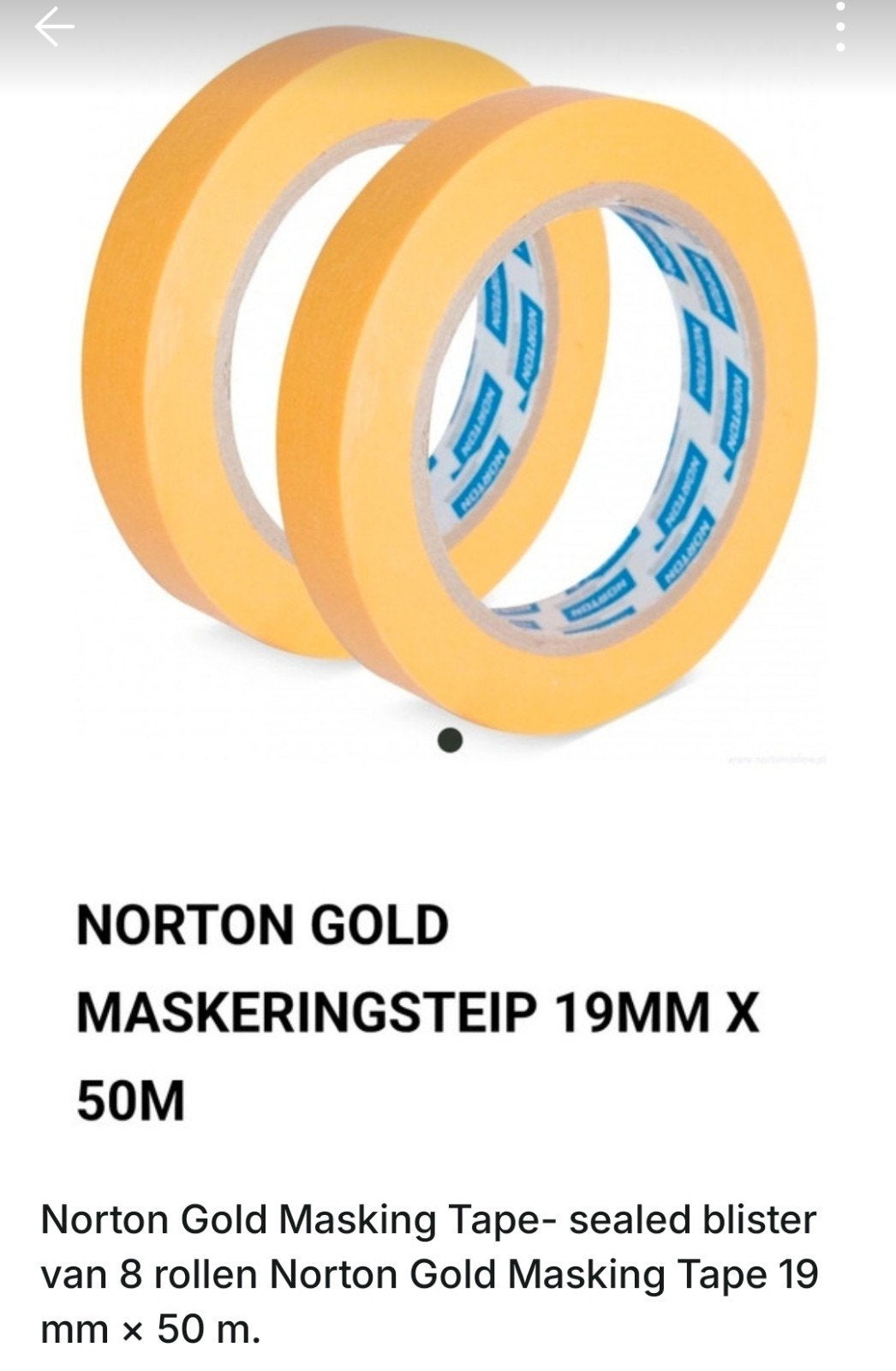 Norton Gold Masking Tape 19mm x 50m (8 rollen), Ophalen of Verzenden
