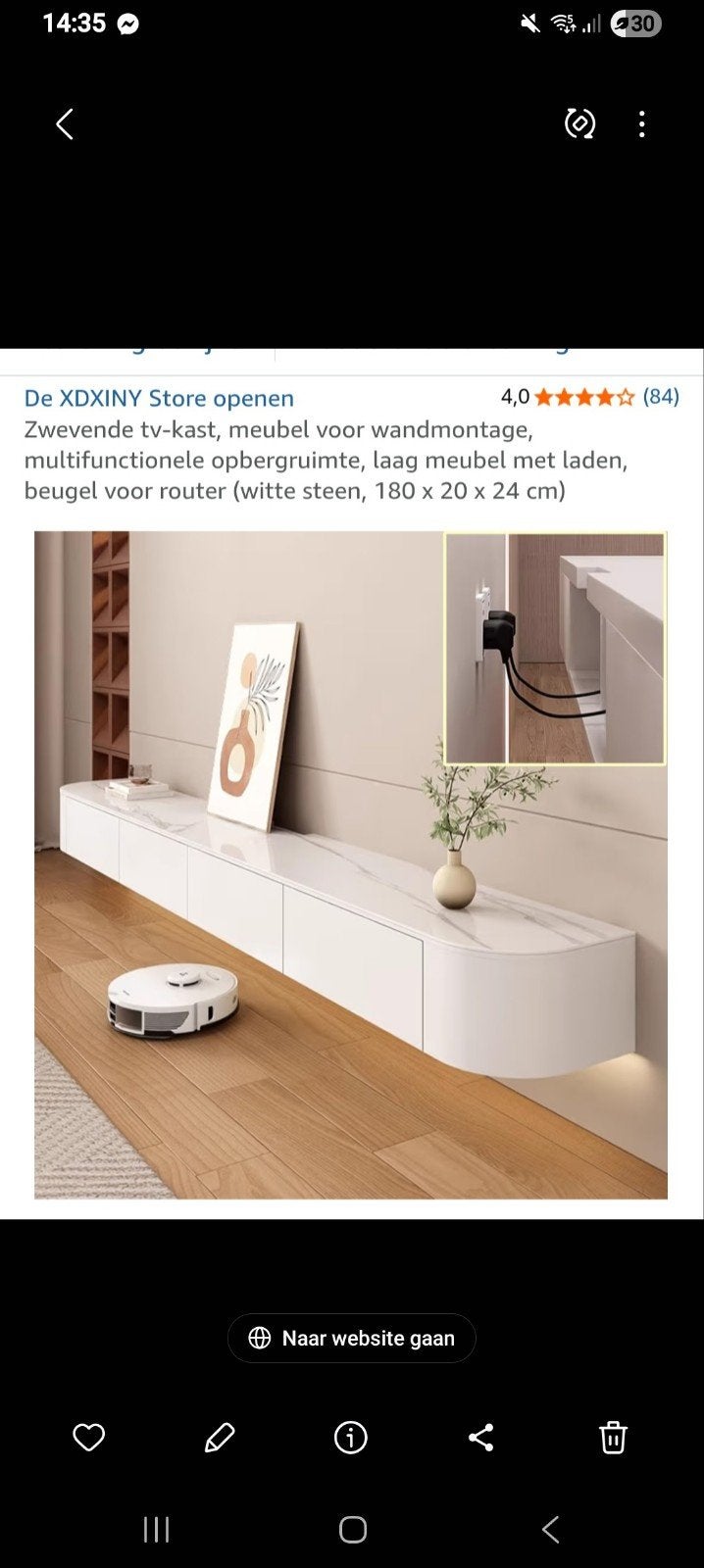 Mooie zwevende tv meubel, Huis en Inrichting, Kasten | Televisiemeubels, Ophalen, Zo goed als nieuw, 25 tot 50 cm, Minder dan 100 cm