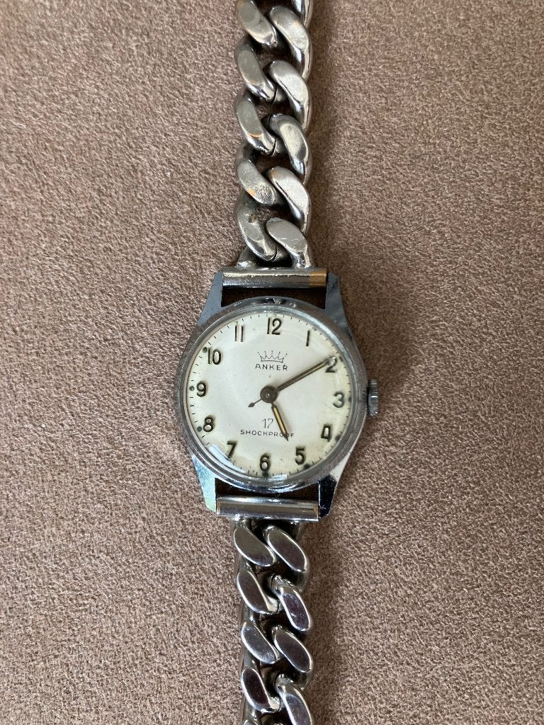 Anker Handopwind Heren horloge, Overige merken, Staal, Gebruikt, Staal