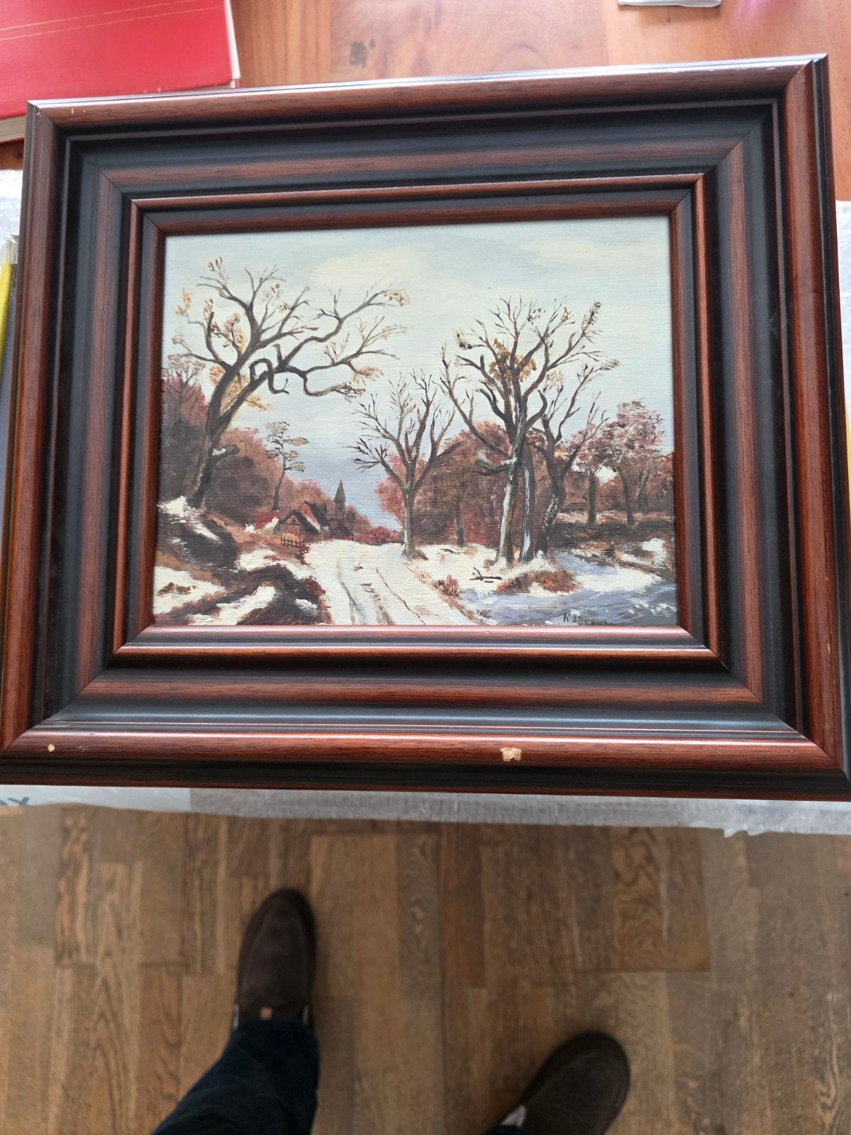 Schilderij Winterlandschap Gesigneerd R. Raben, Antiek en Kunst, Kunst | Schilderijen | Klassiek, Ophalen of Verzenden