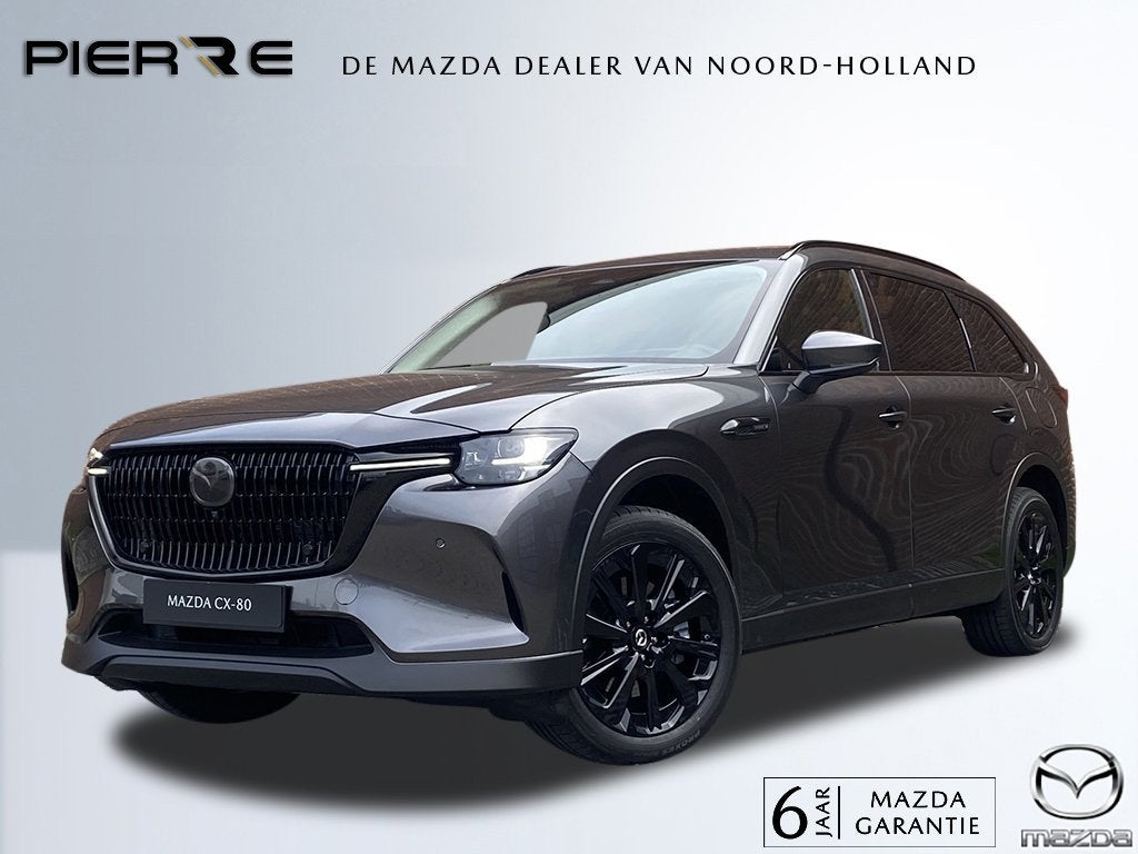 Mazda CX-80 2.5 e-SkyActiv PHEV Exclusive-Line | BLACK LINE, Auto's, Mazda, 4 cilinders, CX-80, 7 stoelen, Leder