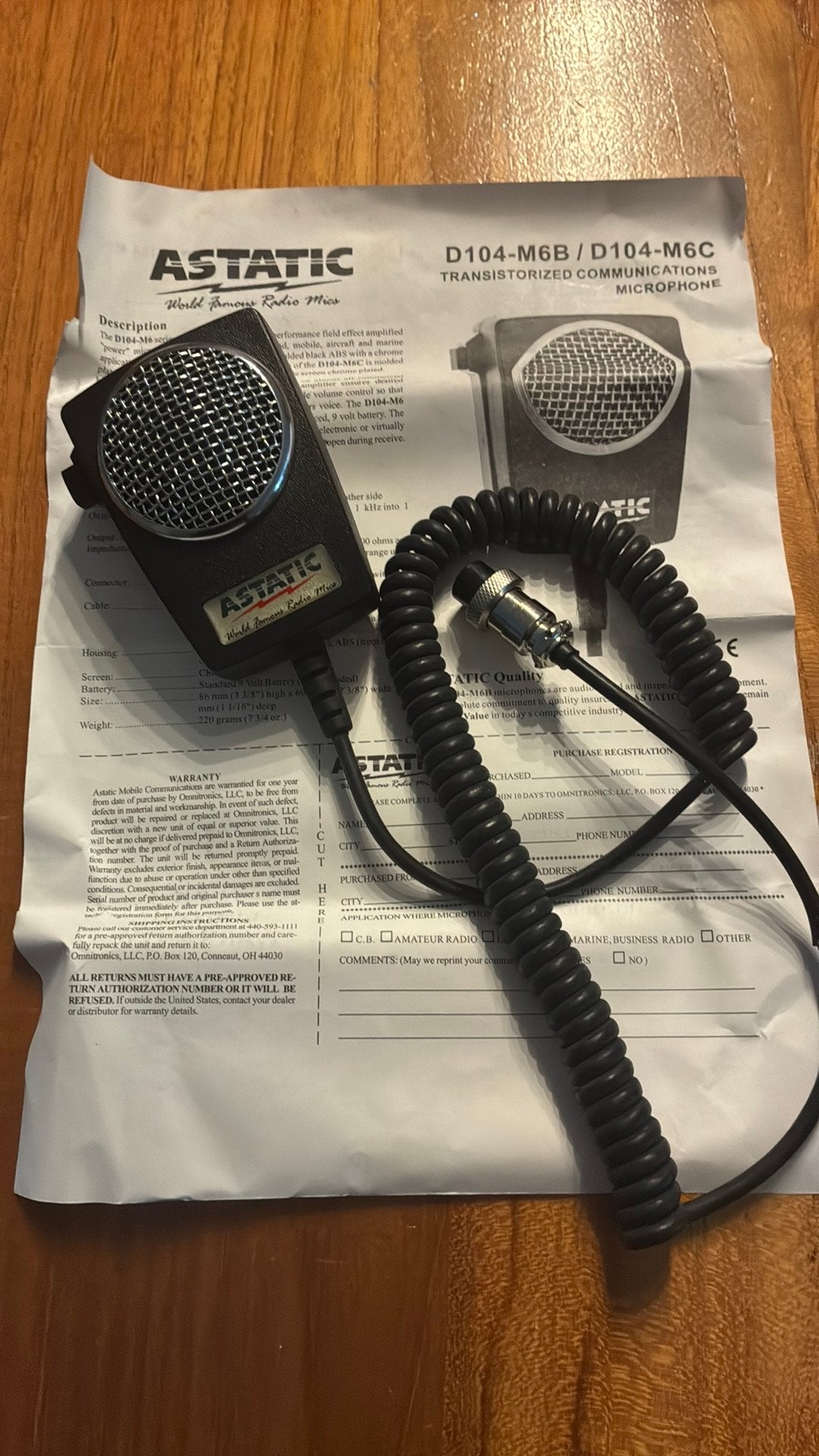 Astatic voorversterkte handmicrofoon voor president, Ophalen of Verzenden, Gebruikt