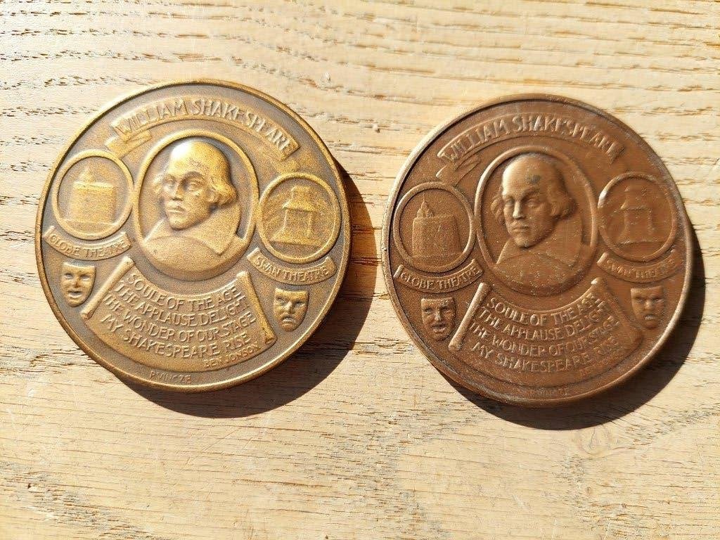 2 Bronzen medailles William Shakespeare, P. Vincze 1964, Ophalen of Verzenden, Brons, Buitenland
