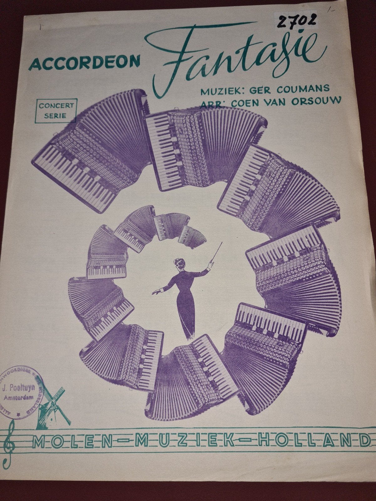 Accordeon Fantasie - bladmuziek Ger Coumans, Gebruikt, Ophalen of Verzenden, Artiest of Componist, Populair