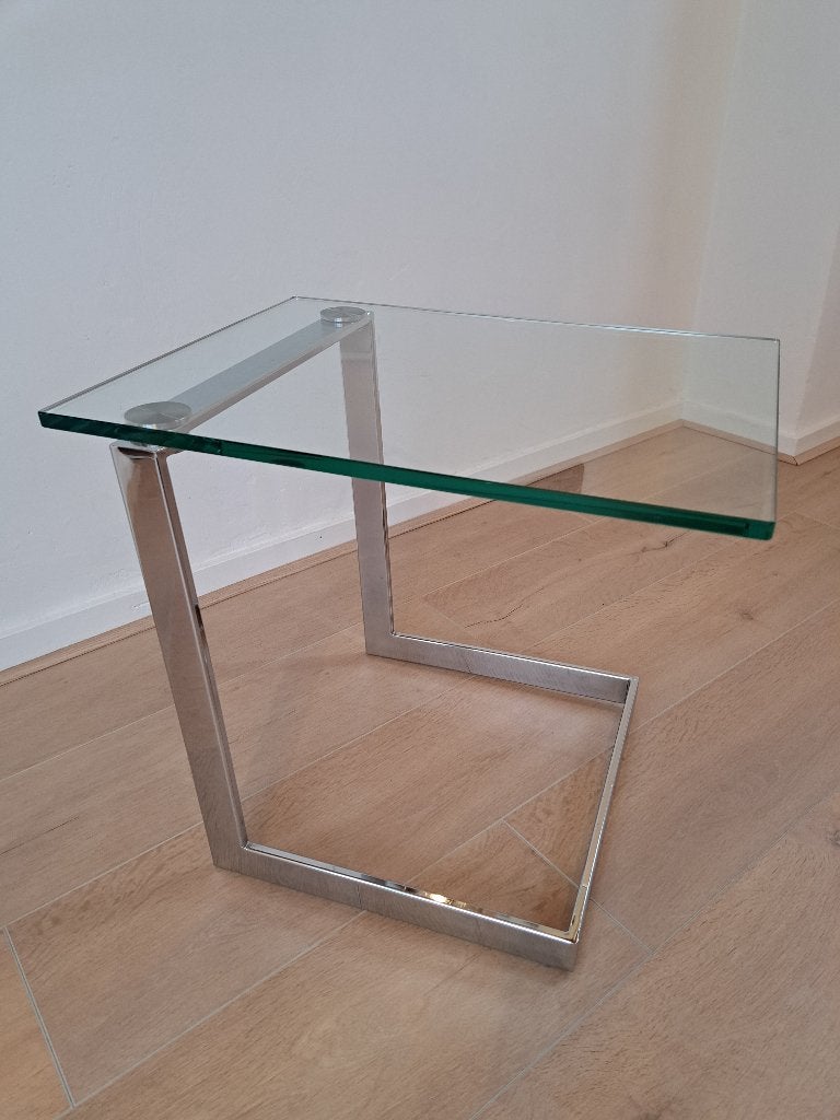 Bijzettafel Gebra, glas, vintage, Minder dan 55 cm, Strak, Duits design, Rechthoekig, Ophalen