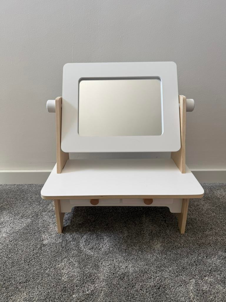 Prachtige houten kaptafel Petite Amélie – Wit/Naturel, Ophalen, Zo goed als nieuw, Stoel(en)