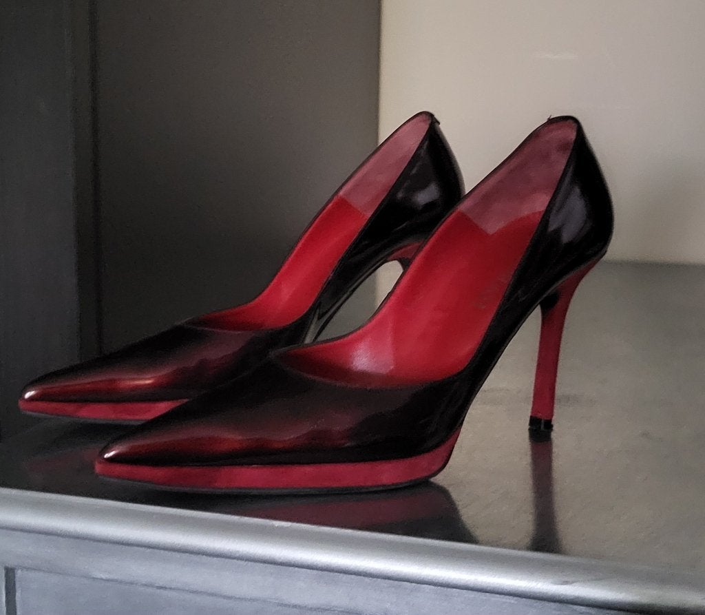 Mooie bordeaux rode pumps van Deborah maat 39, vintage, Ophalen, Schoenen met hoge hakken, Gedragen, Rood