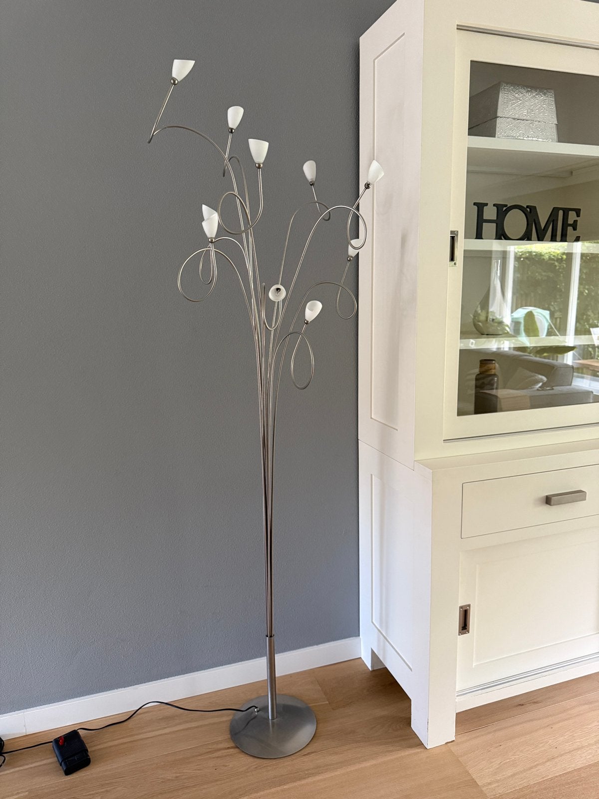 Mooie speelse staande lamp, rvs-look, Ophalen, Zo goed als nieuw, 150 tot 200 cm