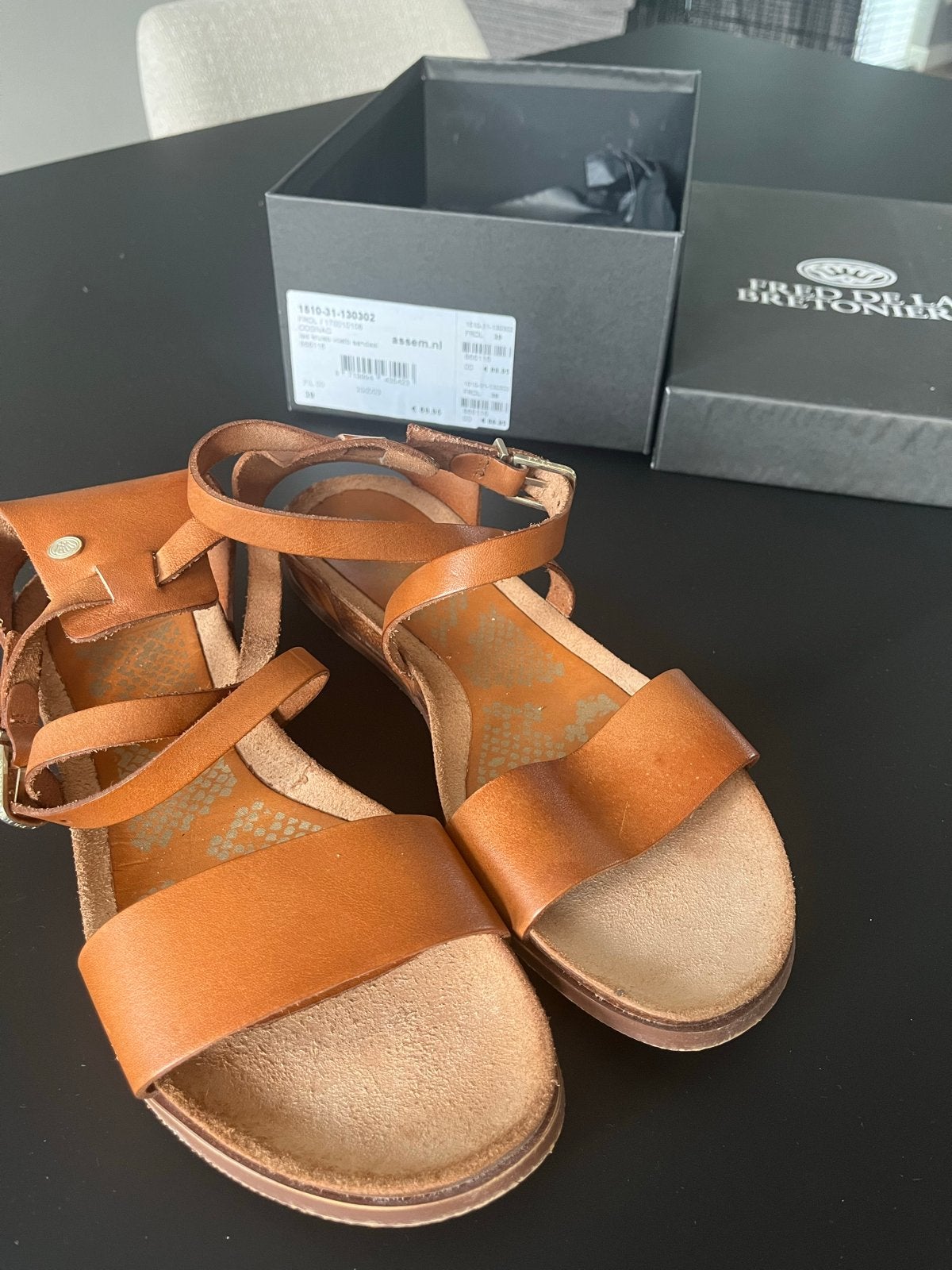 Fred de la Bretoniere leren sandalen - maat 39, Ophalen of Verzenden, Zo goed als nieuw, Bruin, Sandalen of Muiltjes