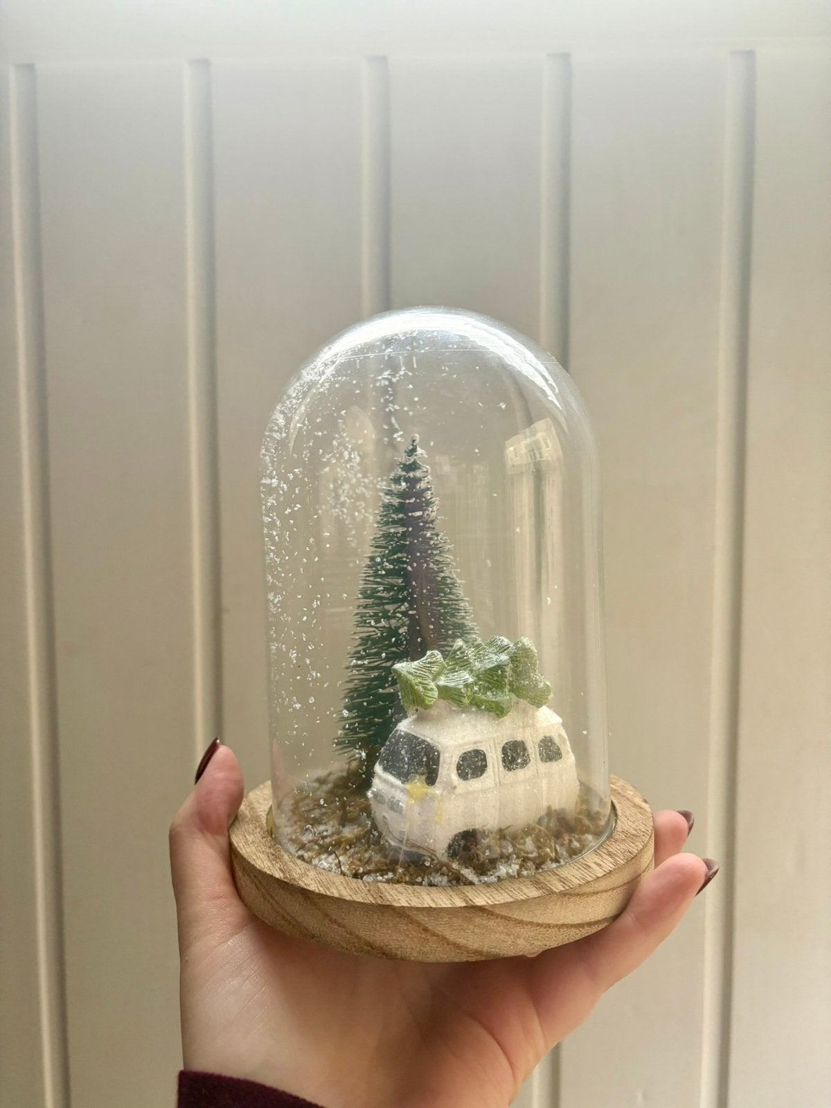 Kerst stolp met kerstboom en witte auto, Diversen, Kerst, Ophalen, Gebruikt