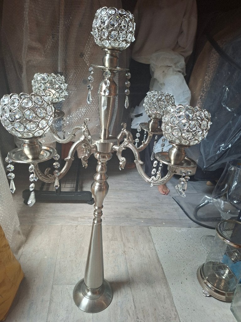 Barok kristallen kandelaar 1 meter hoog, Ophalen, Zo goed als nieuw, Kandelaar, Metaal