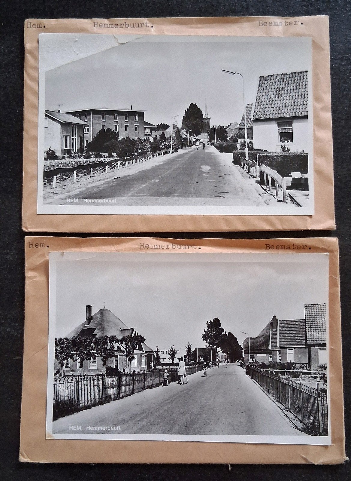 Hem, 2 x glasplaat JosPe. (1 kaart niet fraai), Ophalen of Verzenden, 1960 tot 1980, Ongelopen, Noord-Holland