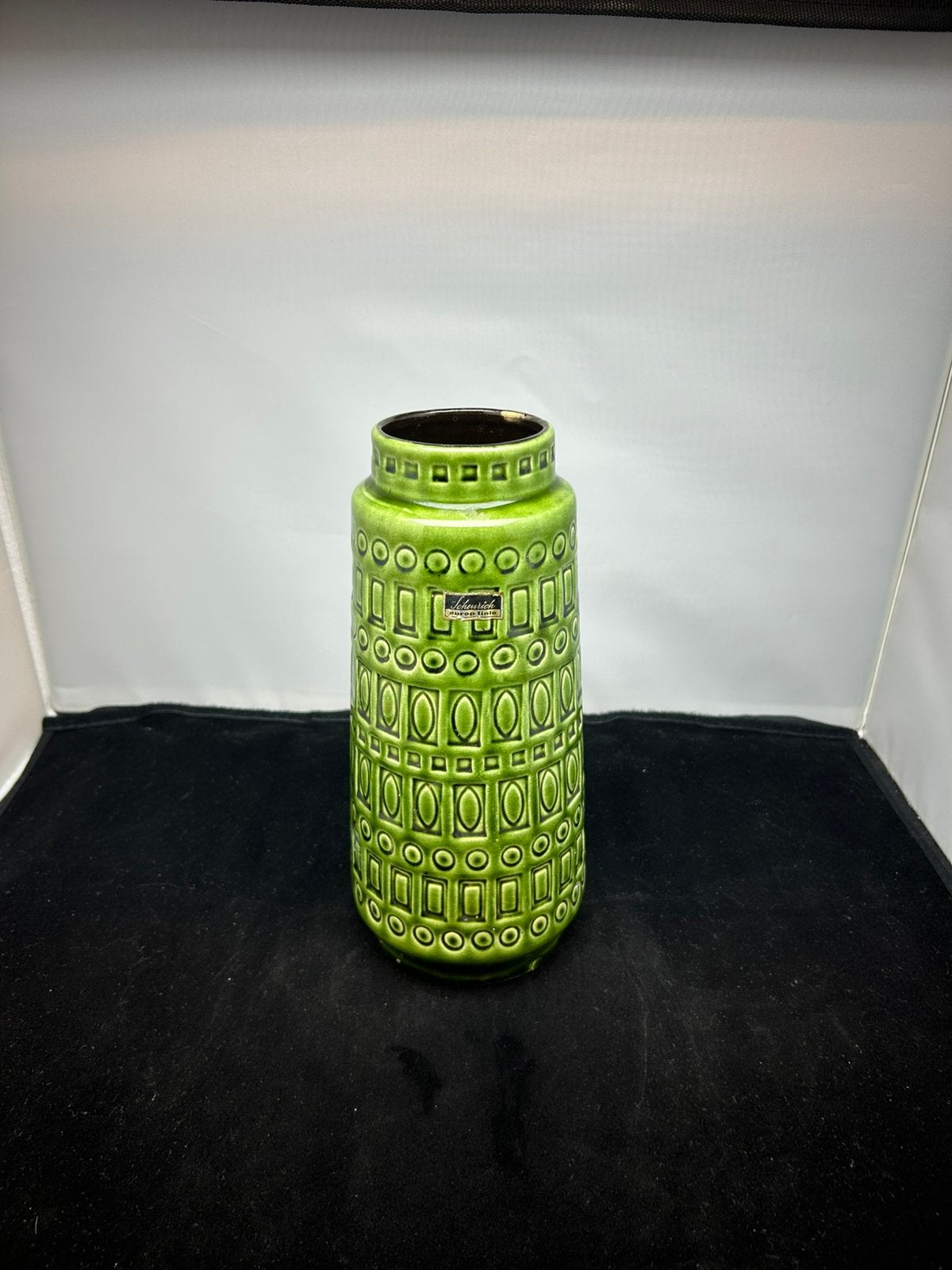 Vintage Scheurich Vaas Inka Groen Europ Linie West Germany, Verzenden
