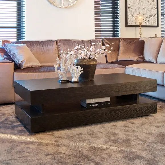 Richmond Salontafel Oakura Blok H - Zwart eikenhout, Ophalen, 50 tot 100 cm, 100 tot 150 cm, Luxueus