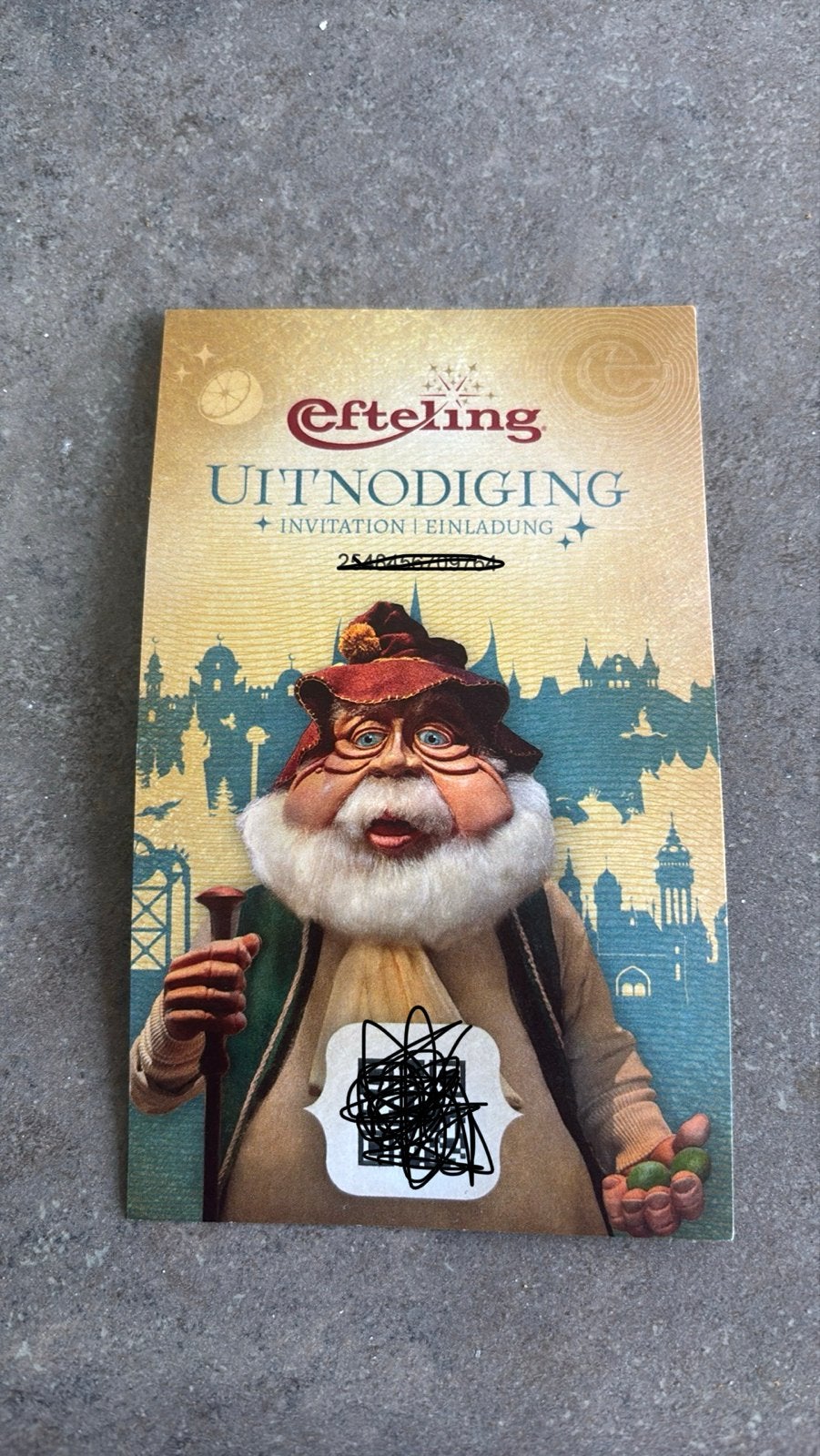 Efteling toegangskaart, Tickets en Kaartjes, Eén persoon, Ticket of Toegangskaart
