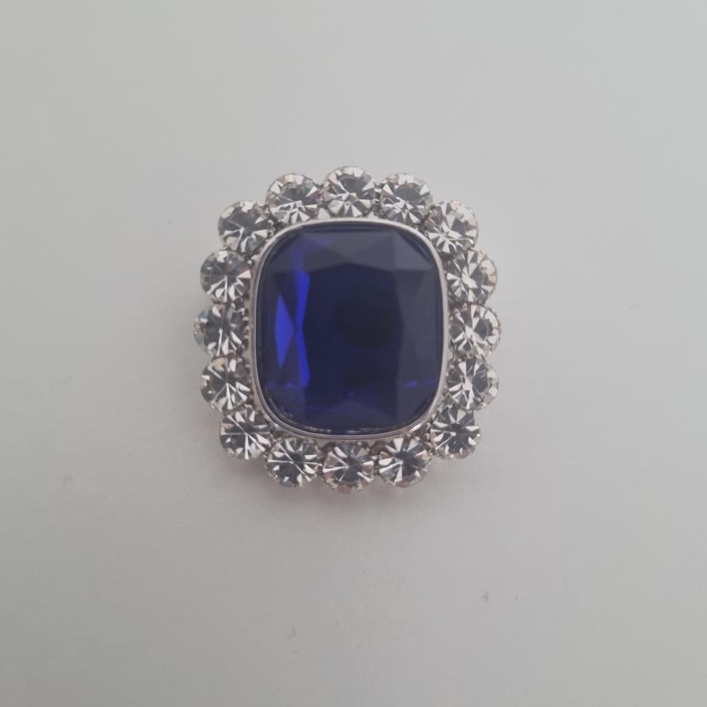 Vintage Stijl Broche | Saffierblauw & Kristal | Royal Look, Overige materialen, Nieuw, Ophalen of Verzenden, Dame