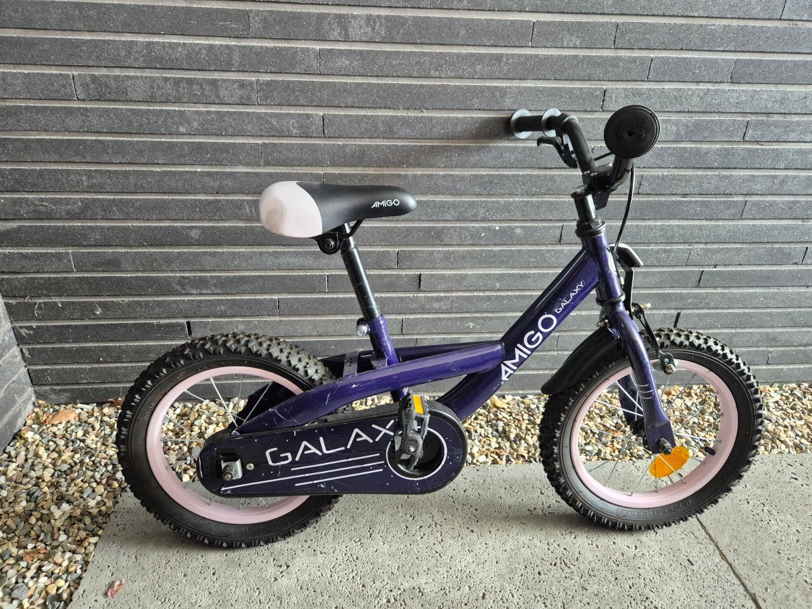 AMIGO Galaxy Kinderfiets 14 inch - Paars/Roze, Fietsen en Brommers, Ophalen, Velgrem, AMIGO, Minder dan 16 inch