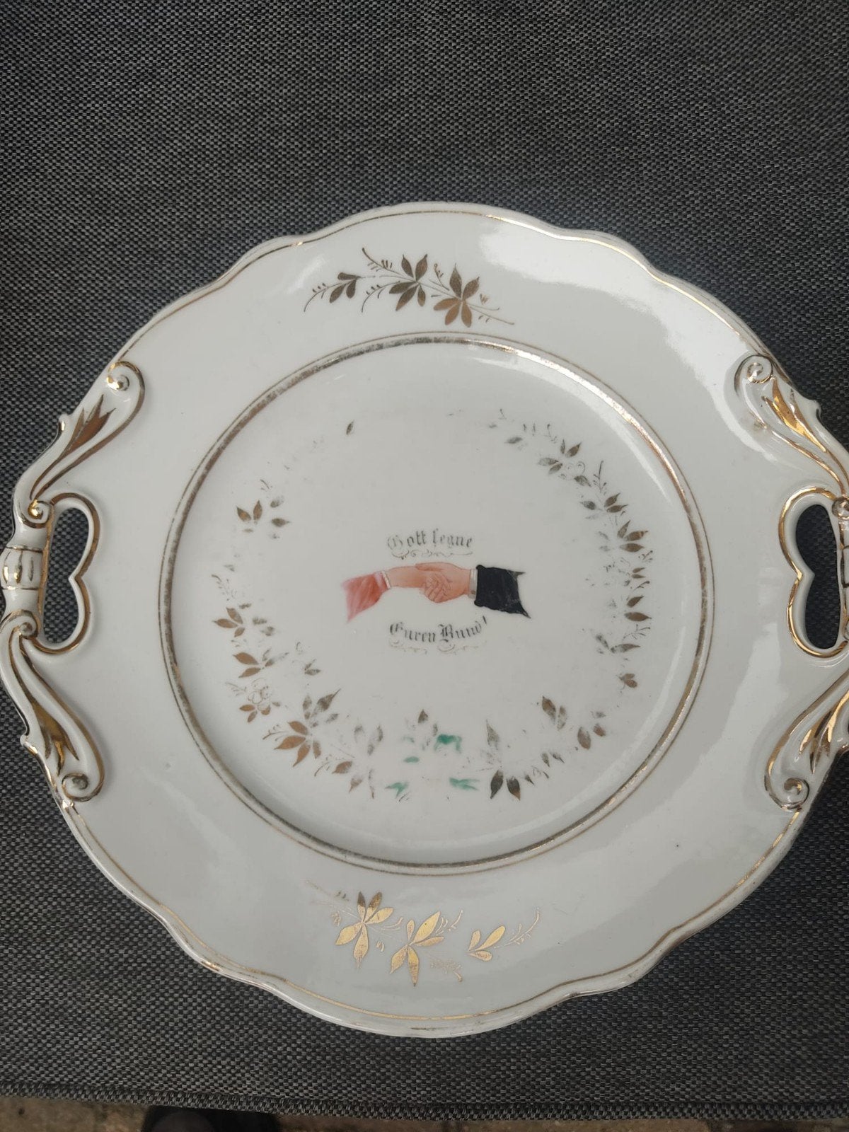 Antieke decoratieve schaal met handdruk motief, Antiek en Kunst, Ophalen