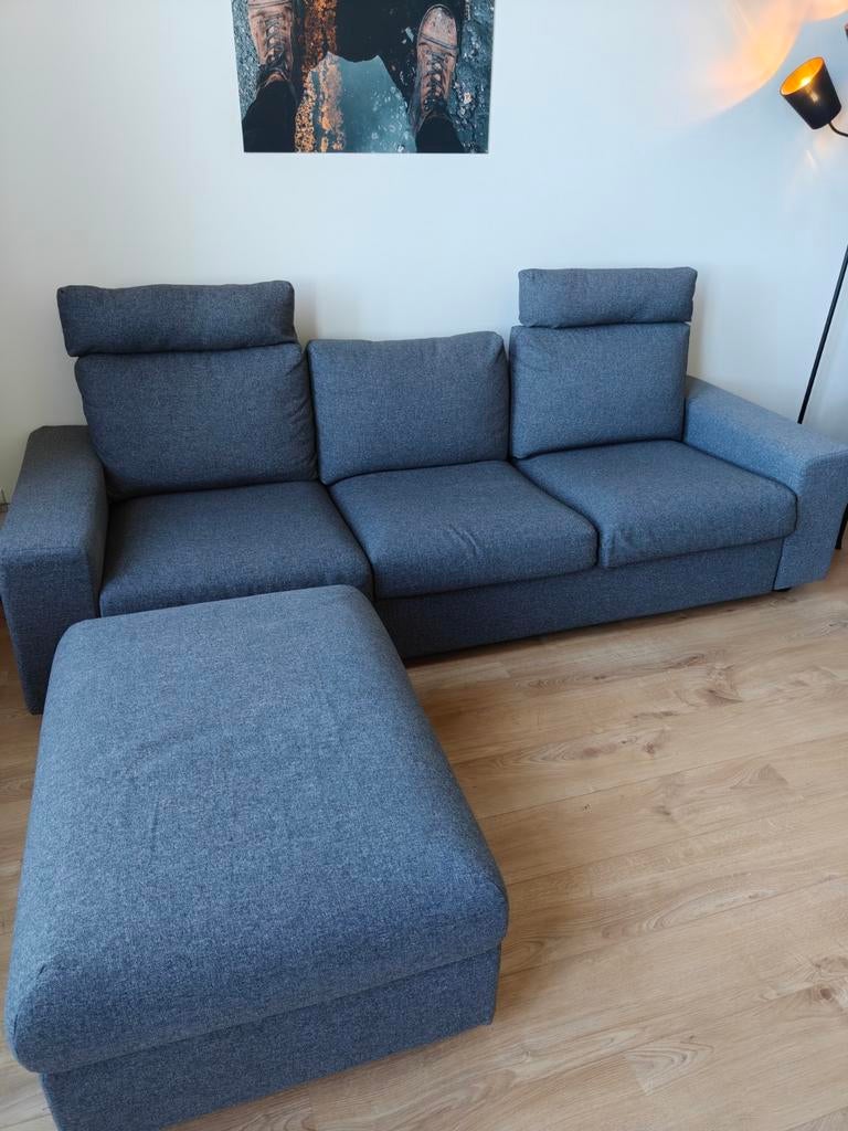 IKEA Vimle 3-zits bank met voetenbank en hoofdsteunen, Ophalen, 250 tot 300 cm, Driepersoons, 75 tot 100 cm