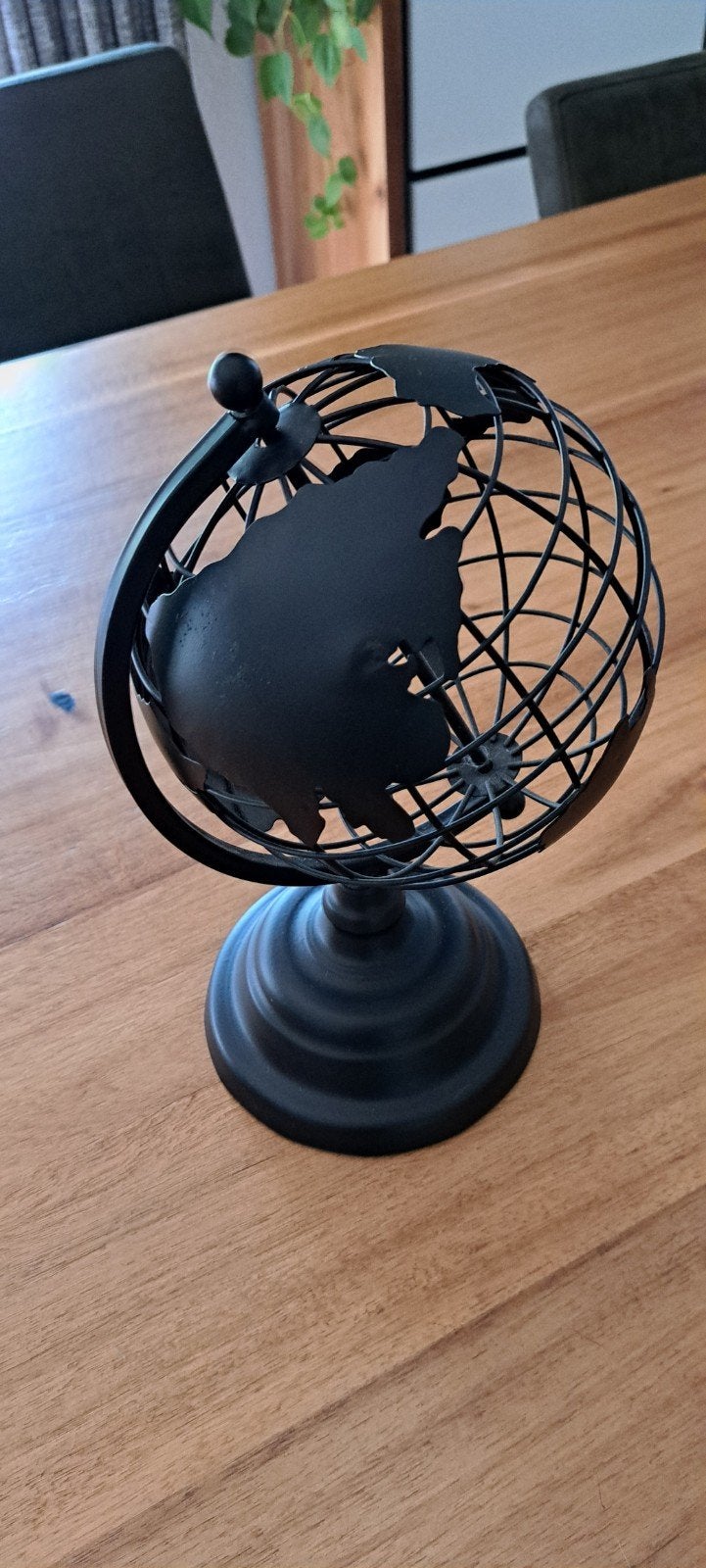 Decoratieve Zwart Stalen Aardbol - Stijlvolle Globe, Draaibaar, Overige typen, Ophalen of Verzenden, Zo goed als nieuw