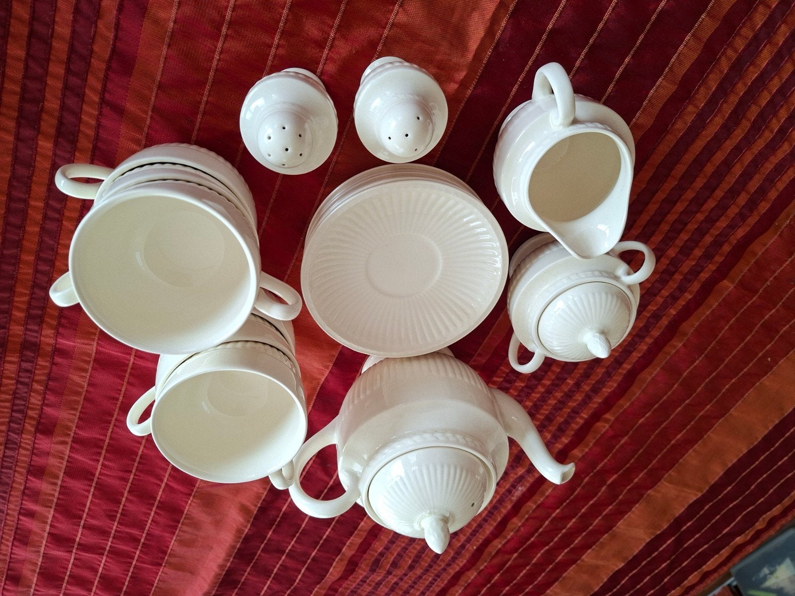 Wedgwood Edme Theeservies Theepot, Suikerpot, Melkkan, 6 K, Ophalen of Verzenden