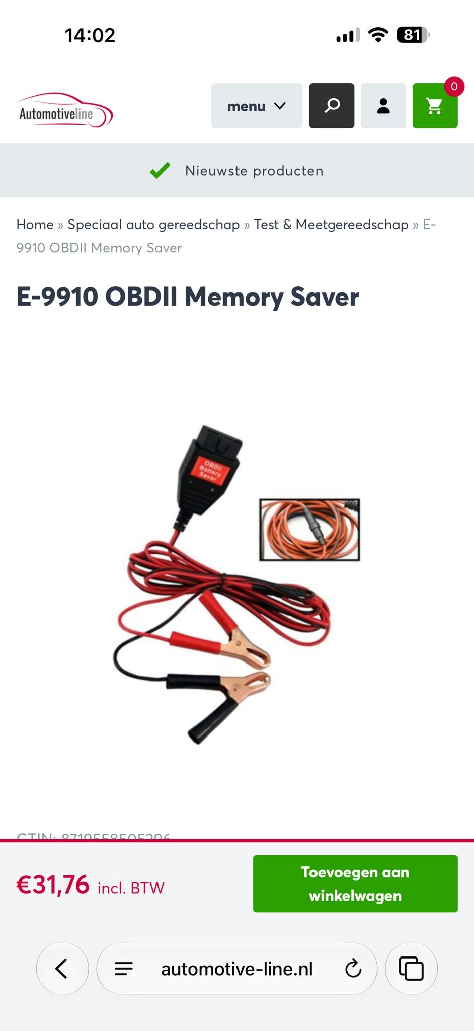 OBD2 Memory Saver E-9910 - Voorkom dataverlies, Auto diversen, Gebruikt, Office@webertools.com, Welser Strasse 77 4060 Leonding / Austria