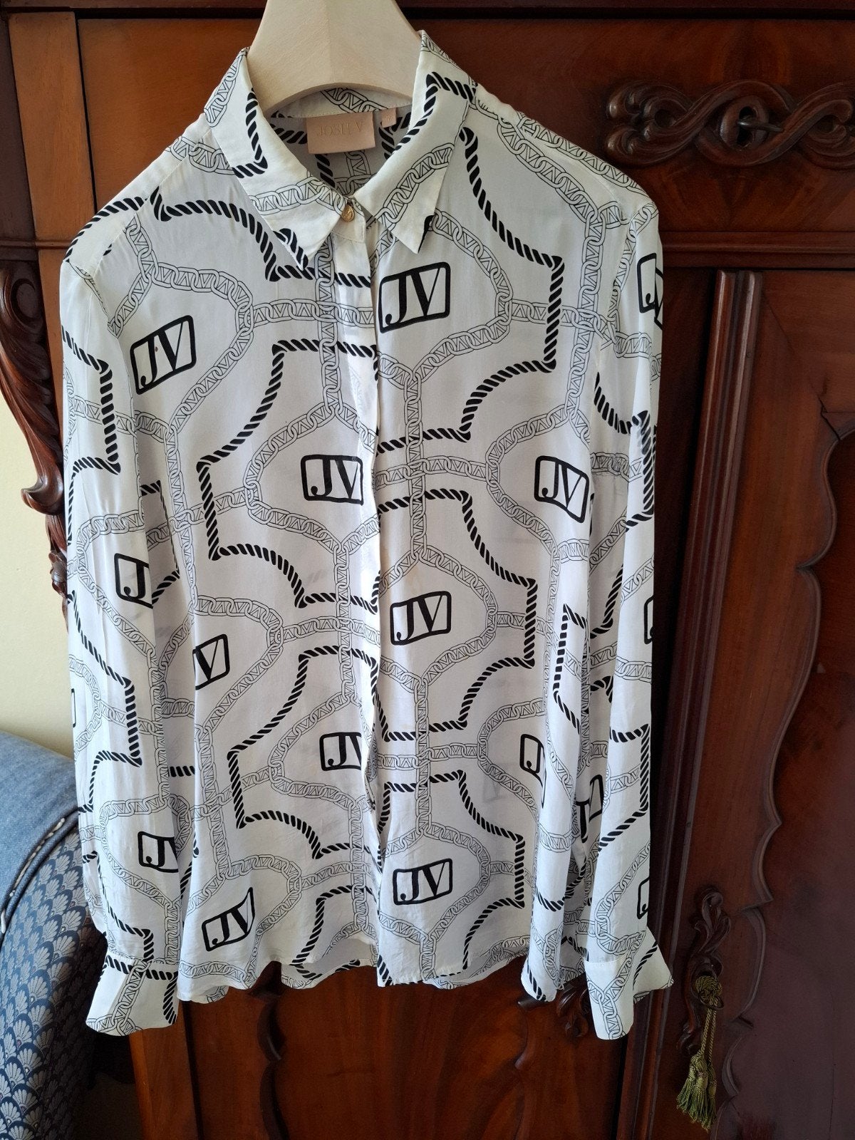 Josh V Zijde Blouse Zwart Wit Maat 38/40, Maat 38/40 (M), Zwart, Ophalen of Verzenden, Josh V