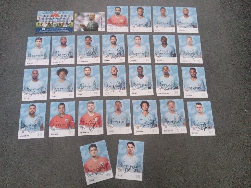 Gesigneerde 2018-2019 set spelerskaarten van Manchester City, Ophalen of Verzenden, Nieuw, Buitenlandse clubs, Spelerskaart