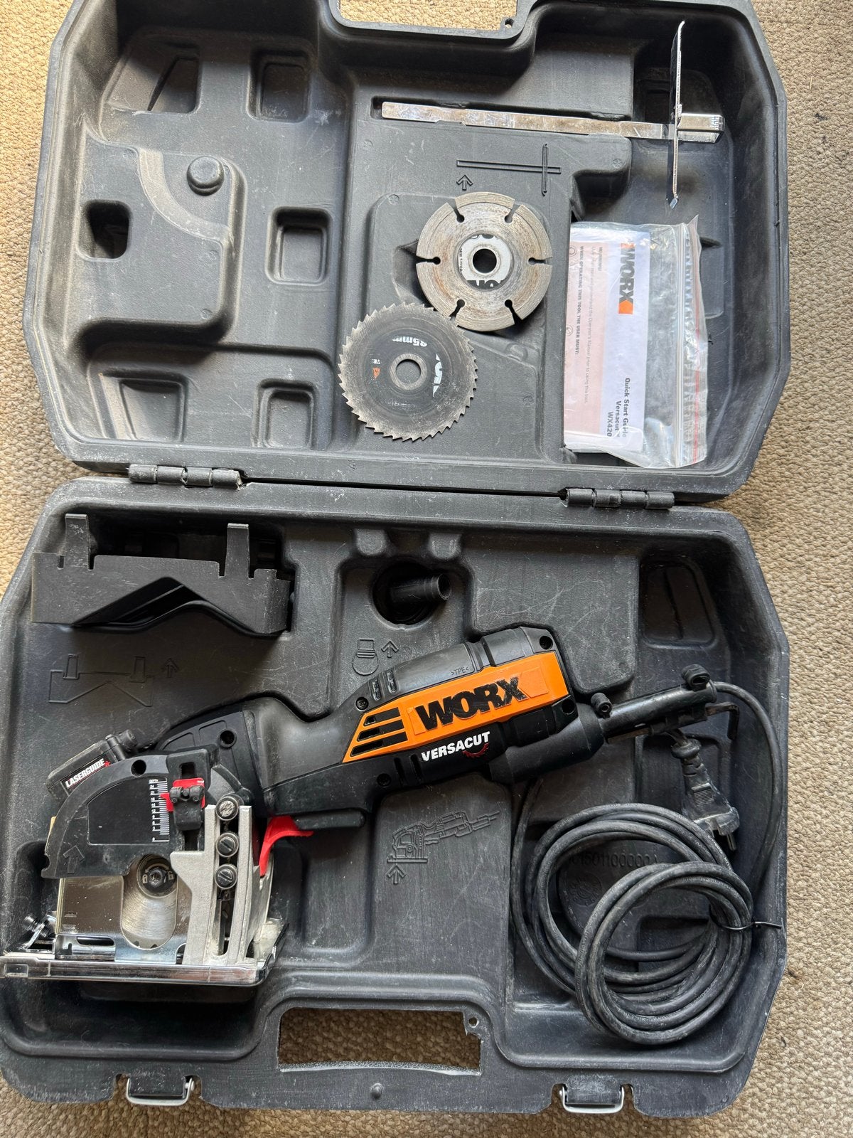 Worx WX420 Versacut Cirkelzaag - Compact en Krachtig, Minder dan 30 mm, Gebruikt, Cirkelzaag, Ophalen of Verzenden