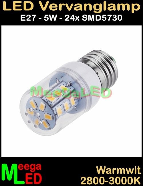 LED E27 - 5 Watt Mais / Corn lamp Warmwit 2800K - 20 stuks, 30 tot 60 watt, Led-lamp, Nieuw, Overige merken