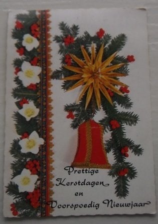 Oude Kerstkaart uit 1974., Verzamelen, Ophalen of Verzenden, 1960 tot 1980, Gelopen, Feest(dag)