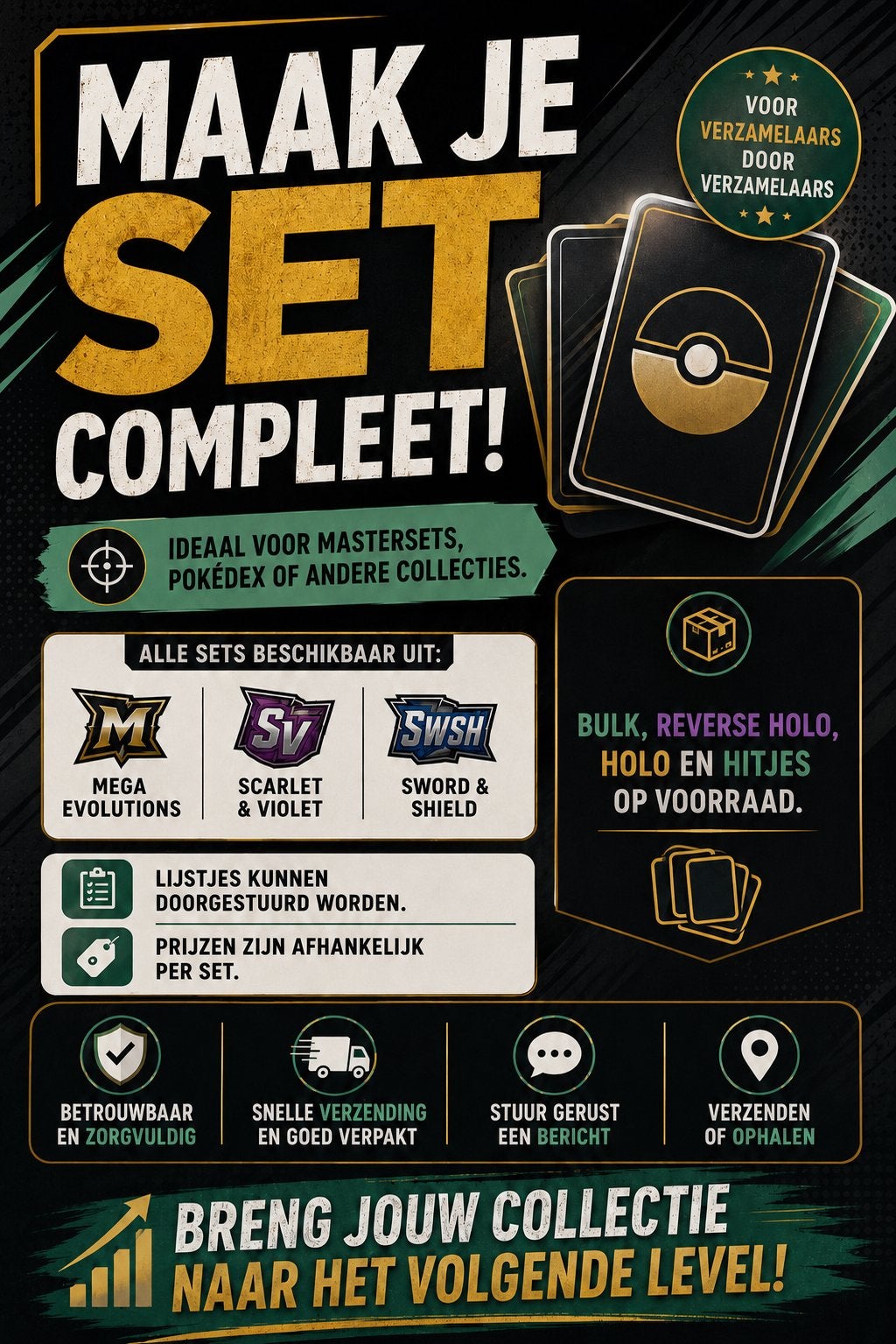 Pokemon kaarten collectie - Set compleet maken - Hits & Bulk, Ophalen of Verzenden, Nieuw, Meerdere kaarten