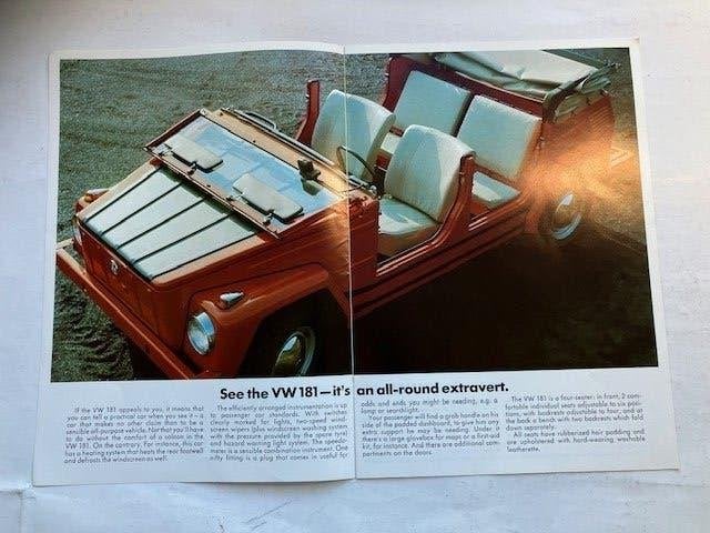 VW 181   Brochure     -     Engels     -     Januari 1974, Volkswagen, Ophalen of Verzenden, Zo goed als nieuw, Volkswagen