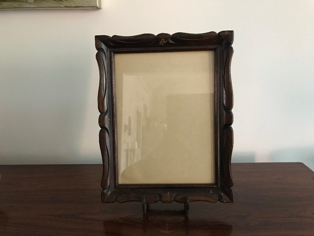 Oude houten Lijst kader houtsnijwerk met glas, Antiek en Kunst, Ophalen of Verzenden