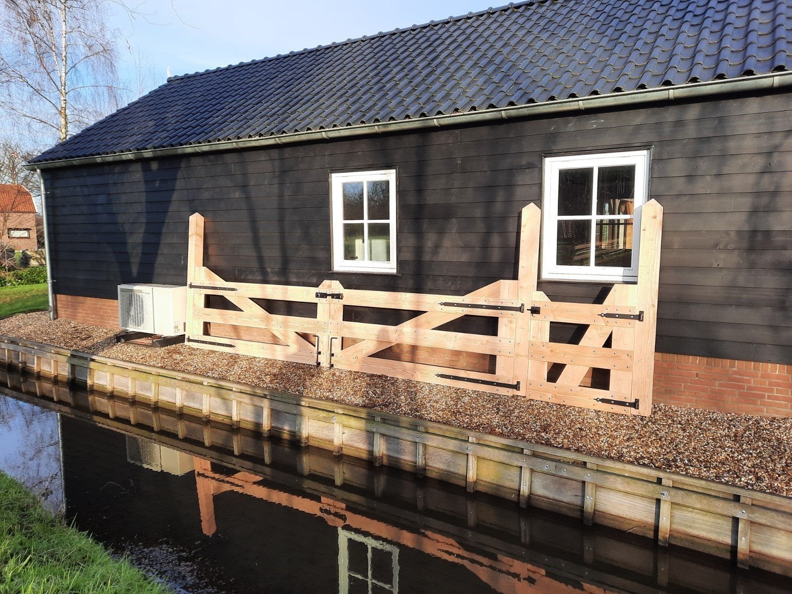 Douglas houten landhek + looppoort te koop, Ophalen, Nieuw, Hout, Spijlenhekwerk