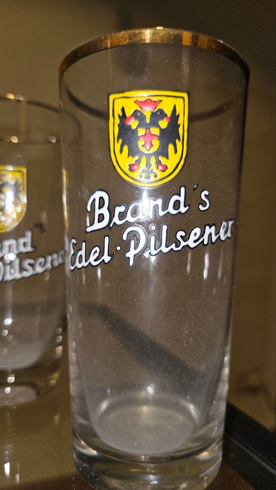 Hele oude Brand bier glazen - diverse modellen in doos, Ophalen, Glas of Glazen, Brand