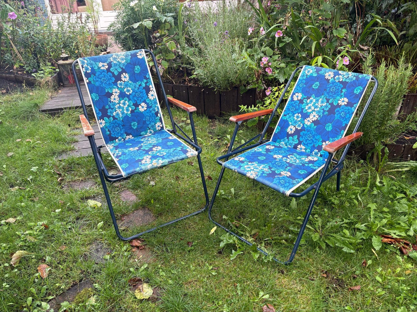 Vintage retro  campingstoeltjes (set van 2), Caravans en Kamperen, Kampeermeubelen, Ophalen, Campingstoel