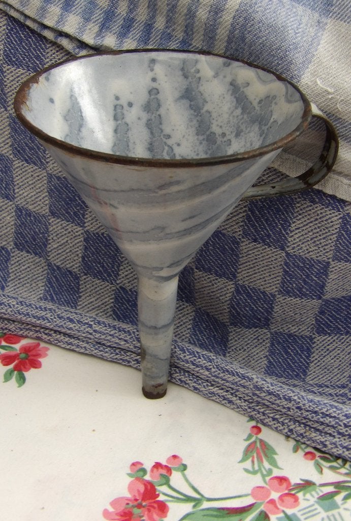 oude emaille trechter/ trechter grijs-blauw email, Antiek en Kunst, Ophalen of Verzenden