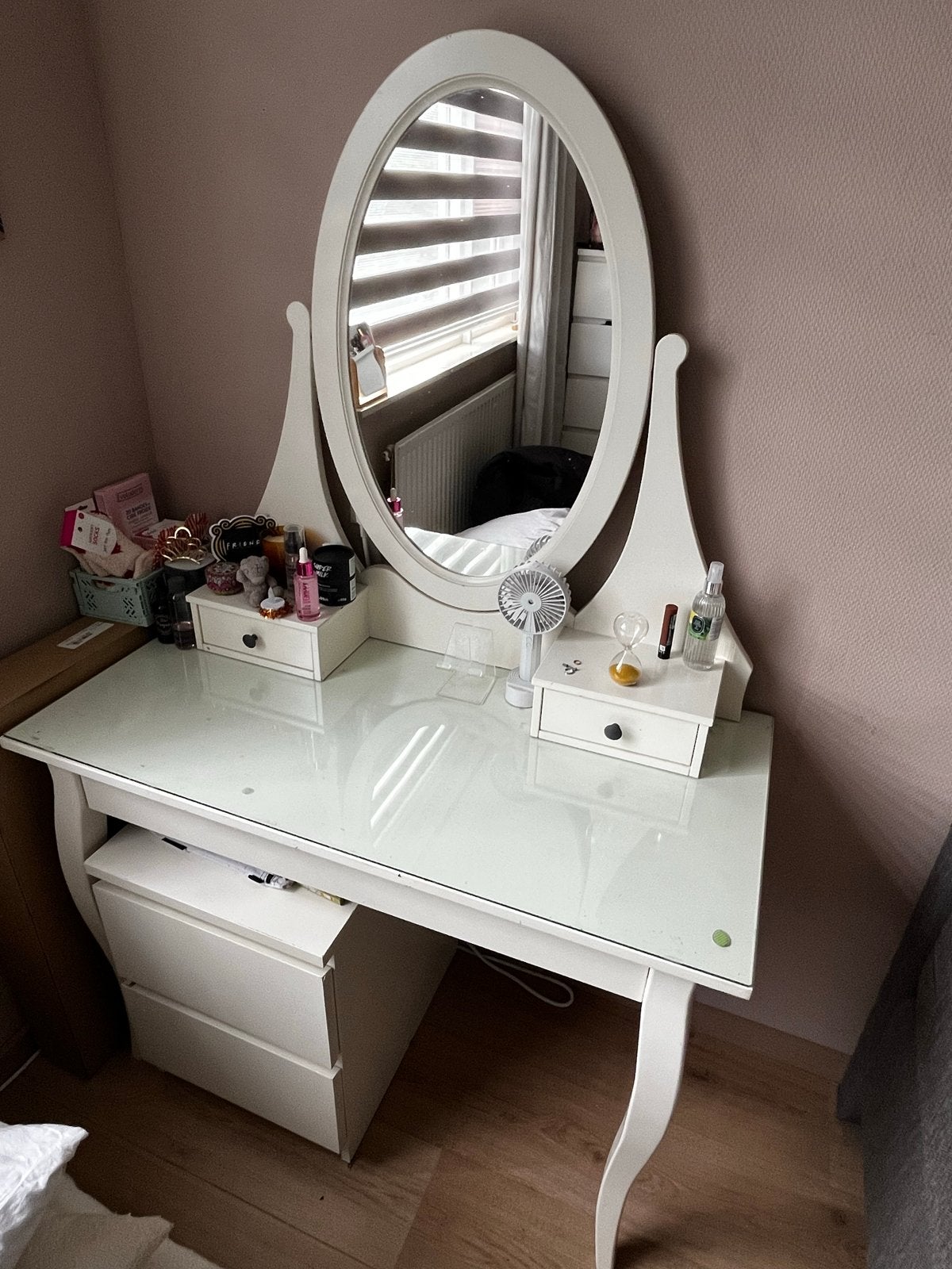 IKEA HEMNES Toilettafel met spiegel, wit, 100x50 cm, Huis en Inrichting, Ophalen, Gebruikt, 100 tot 150 cm, 50 tot 100 cm