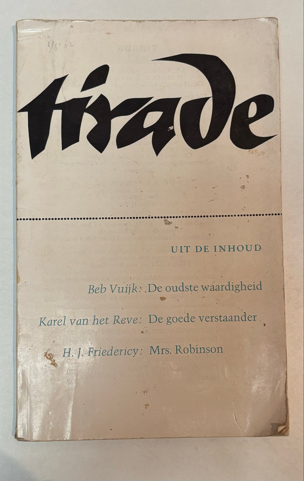 Tirade - Literair Tijdschrift (April 1963), Ophalen of Verzenden, Gelezen, Nederland