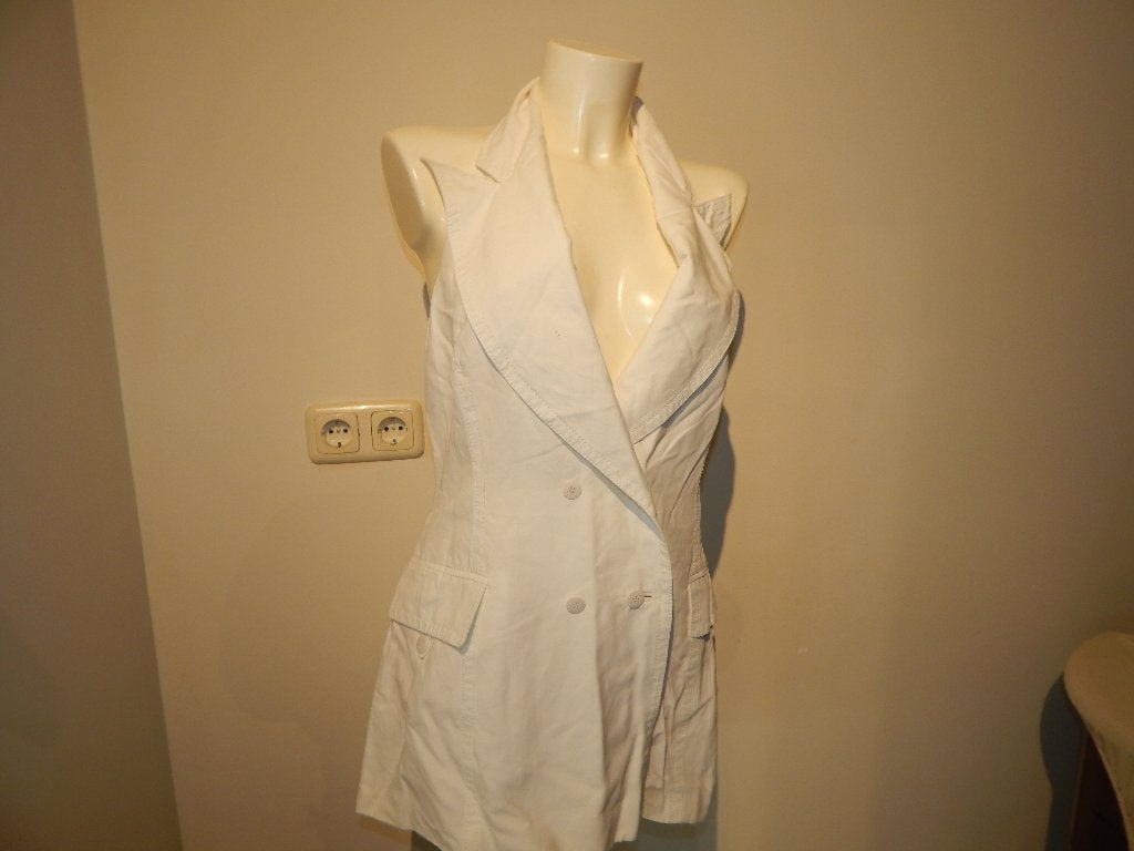 GF Ferre stylvol top tuniek halter model kraag open rug IT44, Verzenden, Wit, Gedragen, Maat 38/40 (M)
