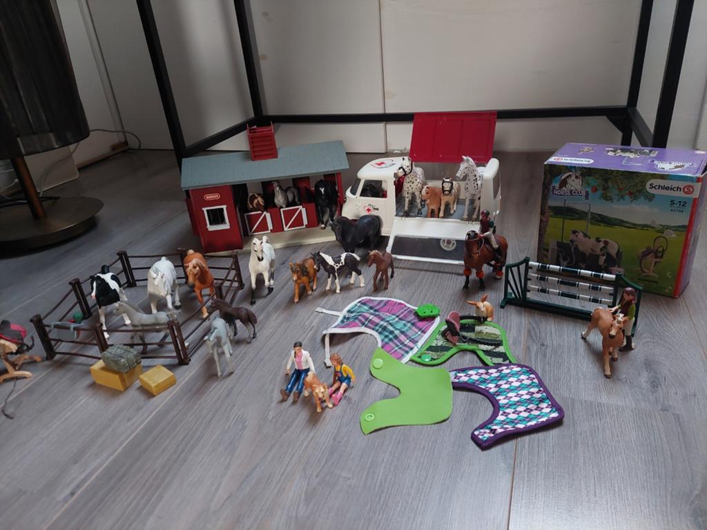 Complete schleish paarden set
Met stallen, paarden ambulance, Ophalen of Verzenden, Zo goed als nieuw