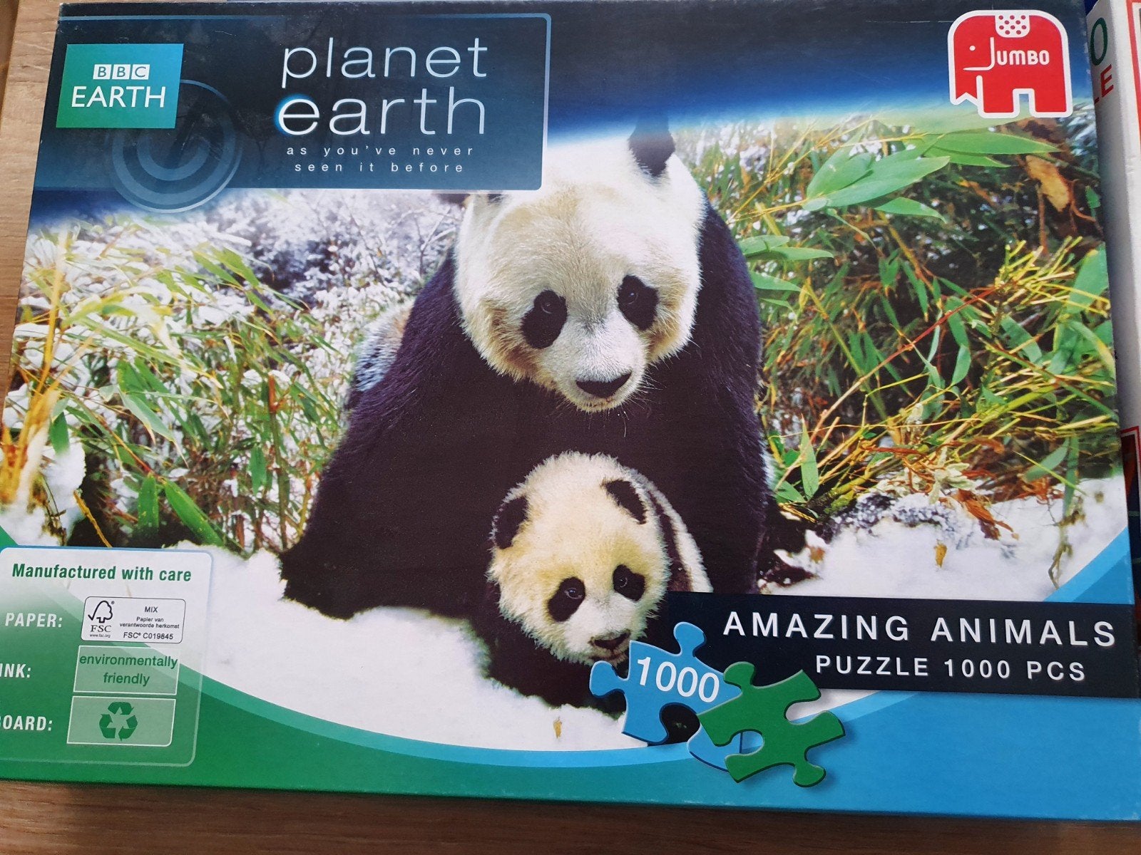 Jumbo planet earth legpuzzel amazing annimals panda's, Ophalen, 500 t/m 1500 stukjes, Zo goed als nieuw