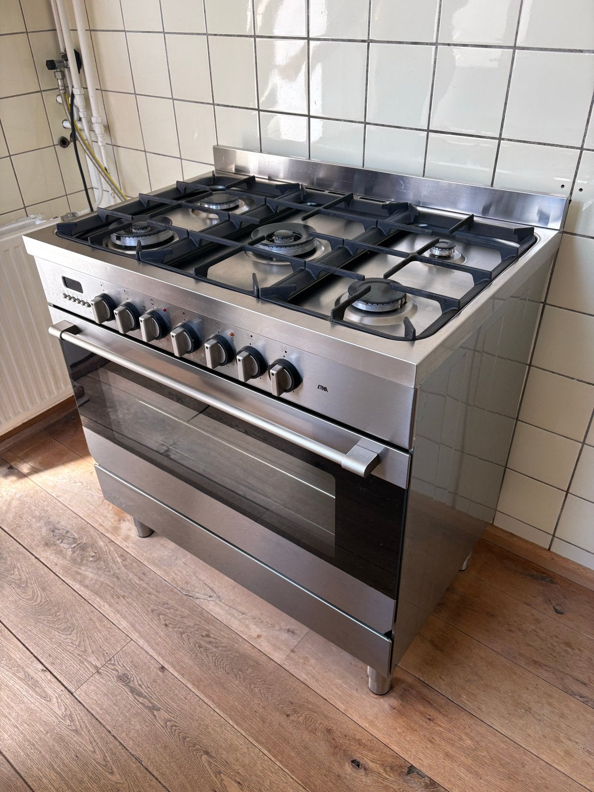 ETNA Fornuis met Gas Kookplaat en Oven - RVS, Ophalen, Gebruikt, Hete lucht, 60 cm of meer