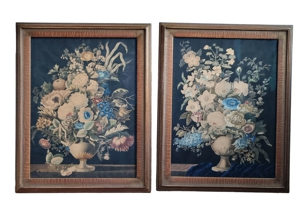 Paar neoclassicistische bloemstillevens - F.M. de Spaen, Nederlandse school, Aquarel, Papier, Ophalen