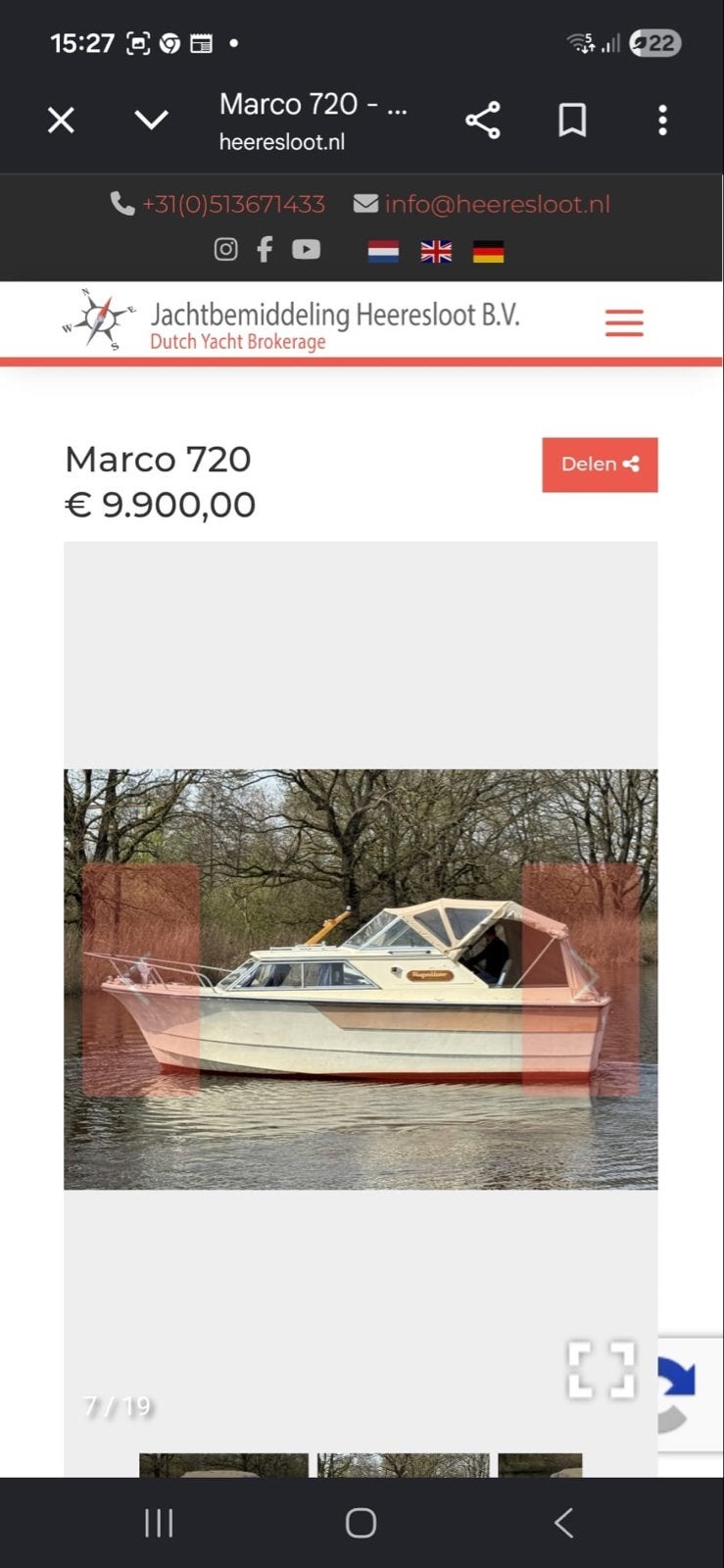 Marco 720 Kajuitboot - Polyester, Yanmar 27PK, Ophalen, Overige merken, Gebruikt, Diesel