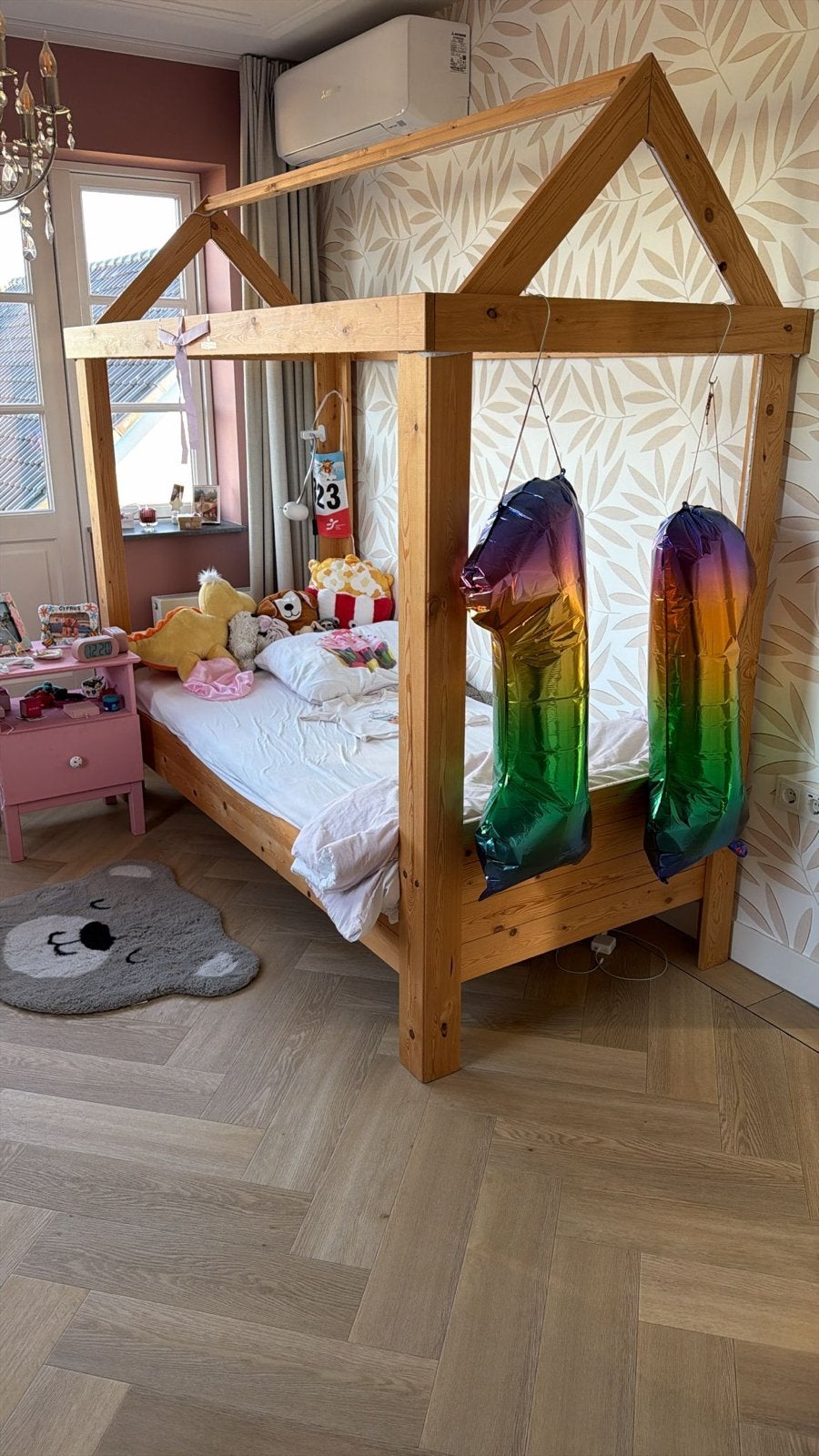 Leuk 1-persoonsbed met dakje, Ophalen, 85 tot 100 cm, Gebruikt, Lattenbodem