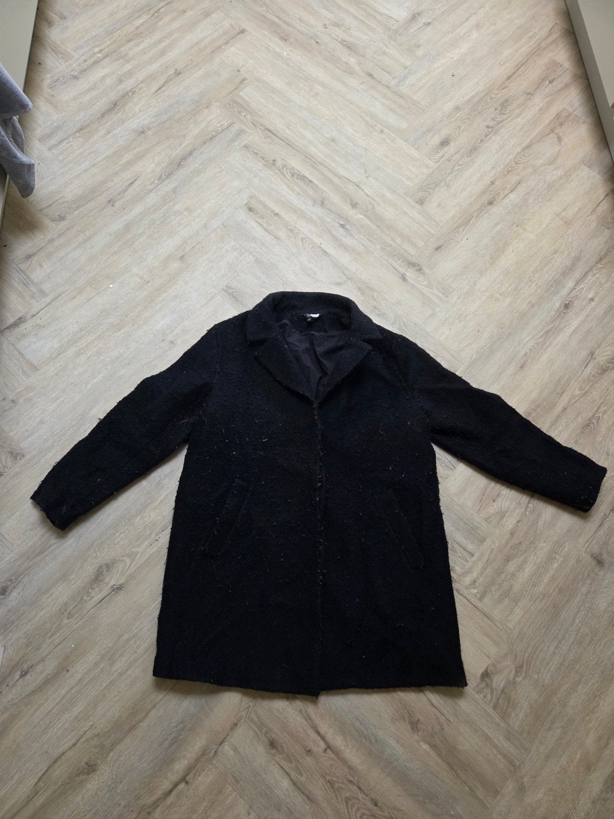 Leuke zwarte jas H&M Divided maat L, Zwart, H&M Divided, Maat 42/44 (L), Ophalen of Verzenden